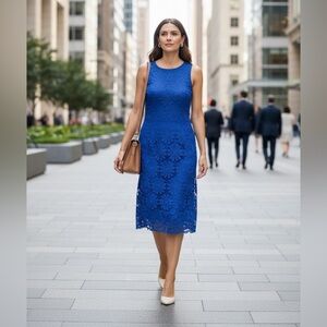 London Times Royal Blue Midi Dress